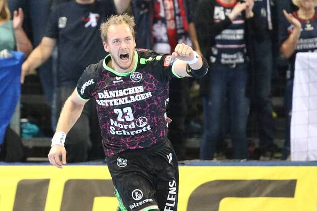 Bilder des Tages - SPORT SG Flensburg-Handewitt - HC Meshkov Brest, EHF Champions League; Flensburg, 19.11.17 Flensburg, 19.11.17, Handball, VELUX EHF Champions League, Saison 2017 2018, Gruppenphase, SG Flensburg-Handewitt - HC Meshkov Brest : Jubel Torjubel bei Henrik Toft Hansen (SG Flensburg-Handewitt, 23)