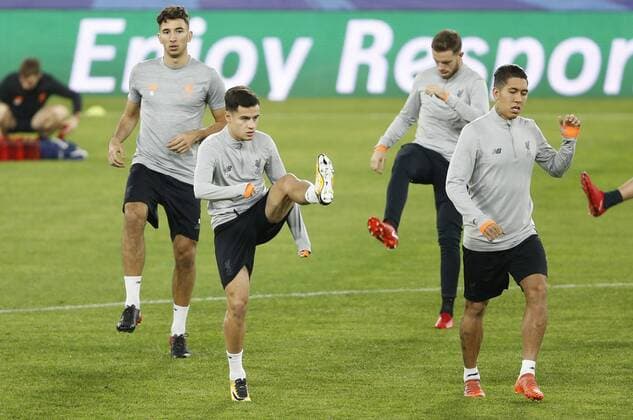 Entrenamiento del Liverpool en el Pizjuan antes del partido de Liga de Campeones ante el Sevilla. En la imagen, Coutinho. Liverpool training session at Pizjuan stadium before the Champions League match against Sevilla. In this picture, Coutinho. 