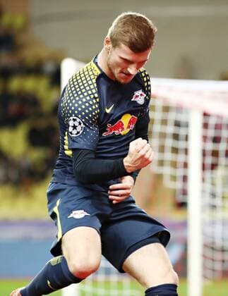 AS Monaco - RB Leipzig Fussball Champions League Monaco, 21.11.2017, Stade Louis II, Fussball, Champions League, Gruppe G, 5. Spieltag , AS Monaco vs. RB Leipzig , Im Bild: Torschütze Timo Werner (11, Leipzig), Torjubel nach seinem Treffer zum 0:2. ,