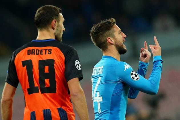 Fußball, SSC Neapel - Shakhtar Donetsk Ivan Ordets Shakhtar, Dries Mertens Napoli Napoli 21-11-2017 Stadio San Paolo Champions League 2017 2018 Group F Napoli - Shakhtar Donetsk Foto Cesare Purini Insidefoto cesarexpurini