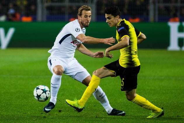 GER, UEFA CL, Borussia Dortmund (GER) vs Tottenham Hotspur (ENG) 21.11.2017, Signal Iduna Park, Dortmund, GER, UEFA CL, Borussia Dortmund (GER) vs Tottenham Hotspur (ENG), im Bild picture shows Marc Bartra (Borussia Dortmund 5) gegen Harry Kane (Tottenham 10),