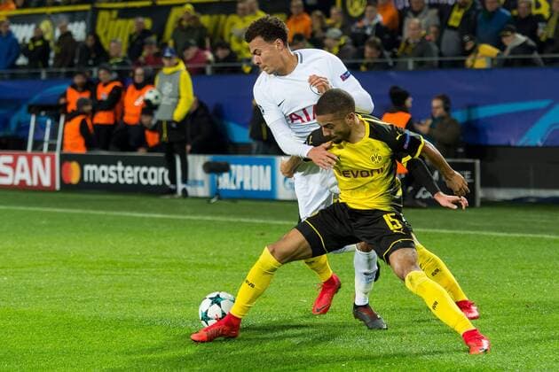 Dortmund, Deutschland 26.09.2017, UEFA Champions League - 2017 18 Season, Gruppenphase - Gruppe H - 5. Spieltag, BV Borussia Dortmund - Tottenham Hotspur, Dele Alli (Totenham) und Jeremy Toljan (BVB) im zweikampf ( DeFodi001