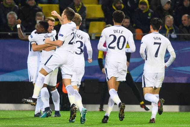 GER, UEFA CL, Borussia Dortmund (GER) vsÊTottenham Hotspur FC (ENG) 21.11.2017, Signal Iduna Park, Dortmund, Group stage, Gruppe H, GER, UEFA CL, Borussia Dortmund (GER) vsÊTottenham Hotspur FC (ENG), im Bild Torjubel Jubel Tottenham nach 1-1 Ausgleich