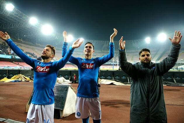 Dries Mertens, jose Callejon Napoli, Lorenzo Insigne Esultanza Celebration Napoli 21-11-2017 Stadio San Paolo Champions League 2017 2018 Group F Napoli - Shakhtar Donetsk Foto Cesare Purini Insidefoto cesarexpurini