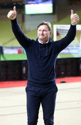 AS Monaco - RB Leipzig Fussball Champions League Monaco, 21.11.2017, Stade Louis II, Fussball, Champions League, Gruppe G, 5. Spieltag , AS Monaco vs. RB Leipzig , Im Bild: Trainer Ralph Hasenhüttl Hasenhuettl (RB Leipzig), Schlussjubel, Dank an die Fans. ,