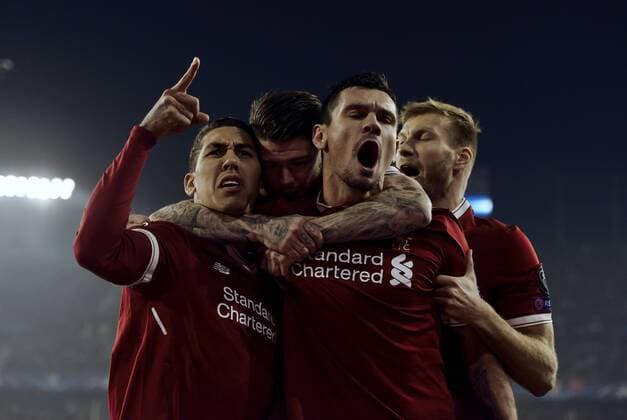 Roberto Firmino goal celebration in Party belonging to League of Champions, facing to the Sevilla FC vs Liverpool FC, stadium Ramon Sanchez Pizjuan, Seville, Andalusia, Spain, November 21, 2017, foto:Cristobal Duenas  xCristobalxDuenasx xUEFAxChampionsxLeague,xSevillaxFCxvsxLiverpoolxFCx