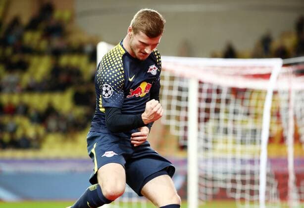 AS Monaco - RB Leipzig Fussball Champions League Monaco, 21.11.2017, Stade Louis II, Fussball, Champions League, Gruppe G, 5. Spieltag , AS Monaco vs. RB Leipzig 1:4 (1:4) , Im Bild: Torschütze Timo Werner (11, Leipzig), Torjubel nach seinem Treffer zum 0:2. ,