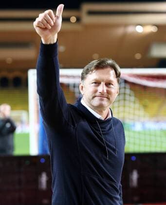 AS Monaco - RB Leipzig Fussball Champions League Monaco, 21.11.2017, Stade Louis II, Fussball, Champions League, Gruppe G, 5. Spieltag , AS Monaco vs. RB Leipzig 1:4 (1:4) , Im Bild: Trainer Ralph Hasenhüttl Hasenhuettl (RB Leipzig), Schlussjubel, Dank an die Fans. ,