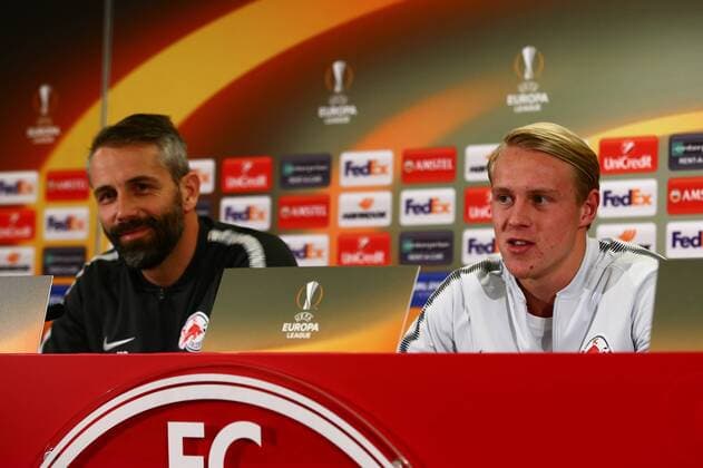 SOCCER - EL, RBS vs Vitoria, preview SALZBURG,AUSTRIA,22.NOV.17 - SOCCER - UEFA Europa League, Red Bull Salzburg vs Vitoria Guimaraes SC, preview, press conference PK Pressekonferenz of RBS. Image shows Xaver Schlager (RBS). GEPAxpictures xFelixxRoittner