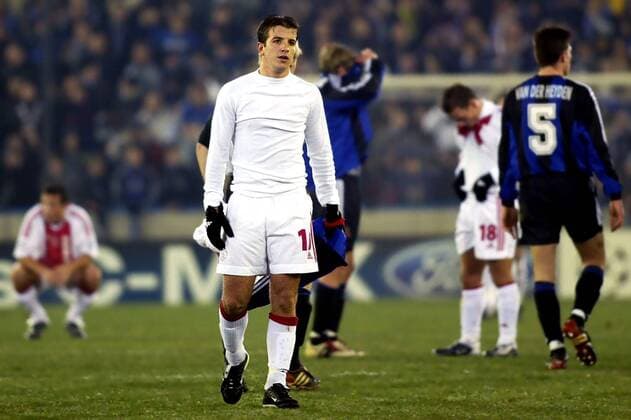 brugge, 09-12-2003 , laatste groepswedstrijd champions league club brugge - ajax 2-1. ontgoocheling bij rafael van der vaart club brugge - ajax