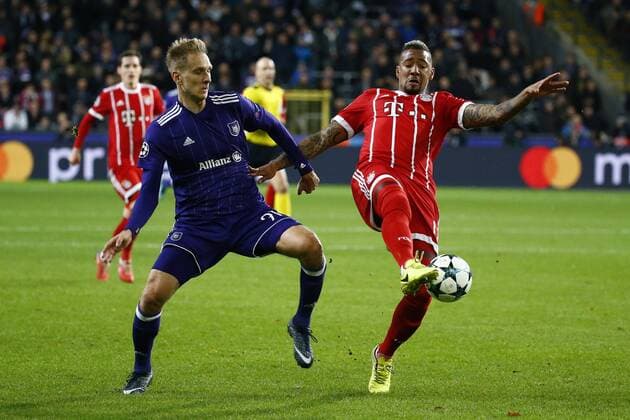 BRUSSELS, BELGIUM - NOVEMBER 22 : Lukasz Teodorczyk forward of RSC Anderlecht and Jerome Boateng defender of Bayern FOOTBALL : Anderlecht vs Bayern Munich - Ligue des Champions - 22 11 2017 PhotoNews Panoramic  775030972