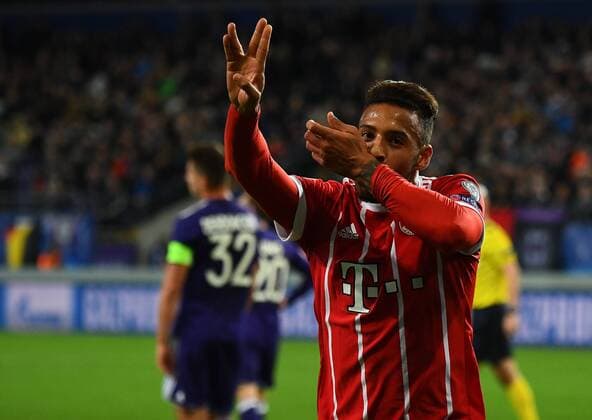 22.11.2017, xjhx, Fussball Champions League, RSC Anderlecht - FC Bayern Muenchen emspor, v.l. Corentin Tolisso (FC Bayern Muenchen) celebrate the goal, Torjubel zum 1:2 Anderlecht