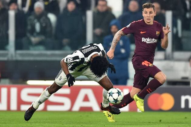 Juan Cuadrado Juventus, Lucas Digne Barcelona Torino 22-11-2017 Allianz Stadium Champions League 2017 2018 Group D Juventus - Barcelona Foto Andrea Staccioli Insidefoto andreaxstaccioli