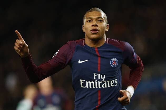 November 22, 2017 - Paris, France - Paris Saint-Germain s French striker Kylian Mbappe celebrates after scoring his team s fourth goal during the UEFA Champions League Group B football match between Paris Saint-Germain (PSG) and Glasgow Celtic at Parc des Princes Stadium in Paris on November 22, 2017. Paris Saint-Germain v Celtic FC - UEFA Champions League  - ZUMAn230 20171122_zaa_n230_704 Copyright: xMehdixTaamallahx