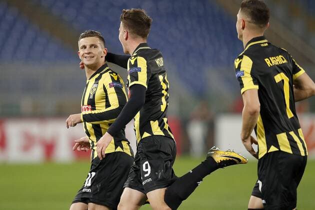 ROME, 23-11-2017 , Stadio Olympico , Europa League , seizoen 2017 2018 Lazio Roma - Vitesse, Vitesse-speler Bryan Linssen 11. Vreugde na treffer. Lazio Roma - Vitesse  x1824374x