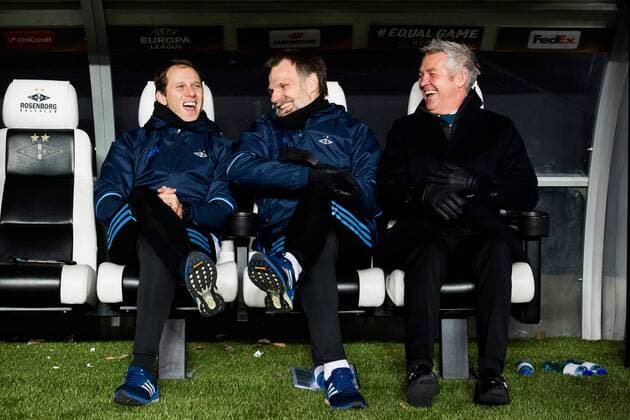 171123 Erik Hoftun, assistant coach of Rosenborg, and Kare Ingebrigtsen, head coach of Rosenborg, ahead of the UEFA Europa League match between Rosenborg and Real Sociedad on November 23, 2017 in Trondheim. Photo: Jon Olav Nesvold BILDBYRN kod JE 160081  Copyright: JONxOLAVxNESVOLD BB171123BB473