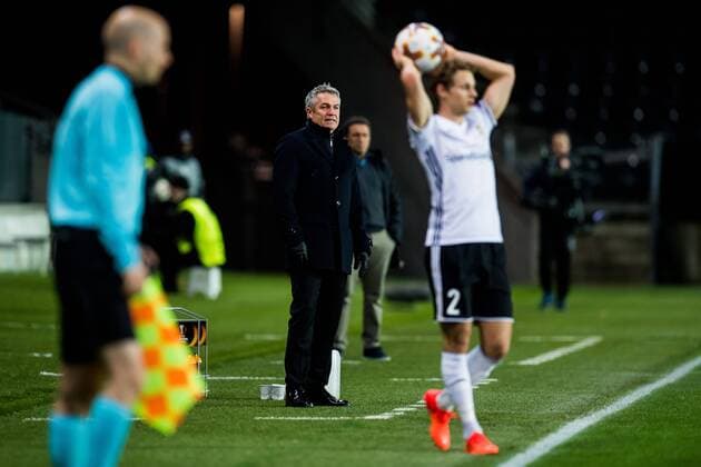 171123 Kare Ingebrigtsen, head coach of Rosenborg, and Vegar Eggen Hedenstad of Rosenborg during the UEFA Europa League match between Rosenborg and Real Sociedad on November 23, 2017 in Trondheim. Photo: Jon Olav Nesvold BILDBYRAN kod JE 160081  Copyright: JONxOLAVxNESVOLD BB171123BB791