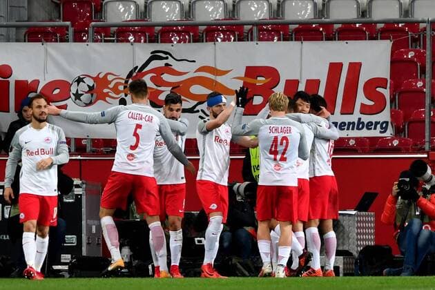 SOCCER - EL, RBS vs Vitoria SALZBURG,AUSTRIA,23.NOV.17 - SOCCER - UEFA Europa League, Red Bull Salzburg vs Vitoria Guimaraes SC. Image shows the rejoicing of RBS. GEPAxpictures xFlorianxErtl