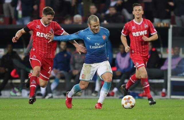 Koeln, Rhein Energie Stadion, 13.02.2016, Fußball, UEFA Europa League, FC Koeln - FC Arsenal Bild:li.Salih Özcan (FC Köln, 20),re.Jack Wilshere (FC Arselnal, 10) Copyright: HMBxMedia ThomasxJäger