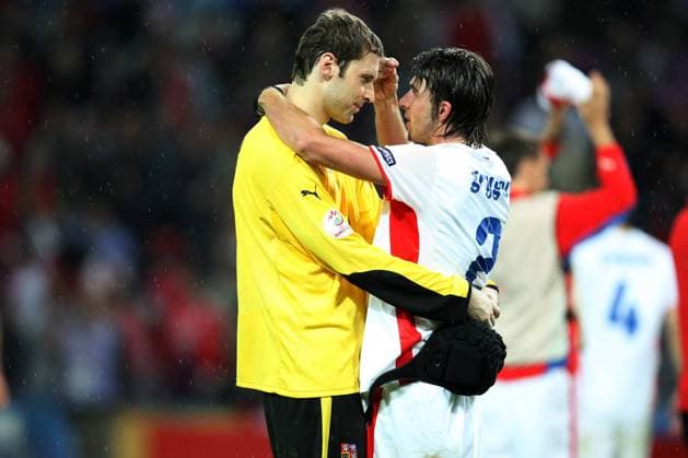 euro2008 ek , geneve , 15-06-08 turkije - tsjechie 3-2 turkije winst in een sensationele wedstrijd vlak voor tijd peter cech en zdenek grygera turkije - tsjechie