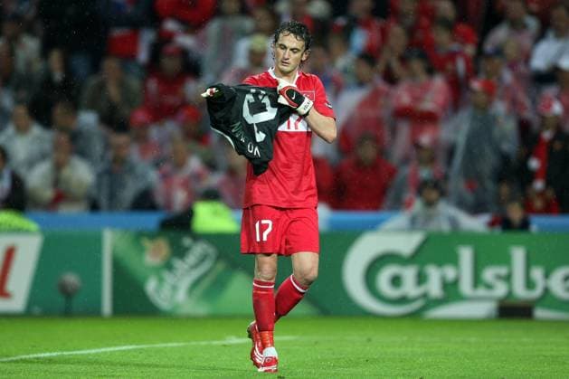 euro2008 ek , geneve , 15-06-08 turkije - tsjechie 3-2 turkije winst in een sensationele wedstrijd vlak voor tijd veldspeler tuncay sanli moet keeper spelen vlak voor tijd turkije - tsjechie