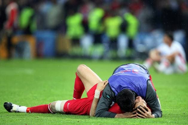 euro2008 ek , geneve , 15-06-08 turkije - tsjechie 3-2 turkije winst in een sensationele wedstrijd vlak voor tijd dolle vreugde bij turken turkije - tsjechie