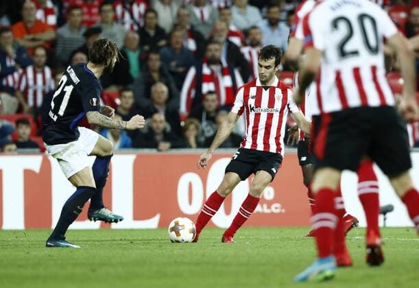 DAVID S. BUSTAMANTE 23 11 2017 BILBAO PAIS VASCO Partido correspondiente a la Jornada 5 del grupo J de la UEFA Europa League de futbol entre el Athletic de Bilbao y el Hertha BSC Berlin disputado en el Estadio San Mames de Bilbao. I?igo Lekue Martinez  xDAVIDxS.xBUSTAMANTEx xx