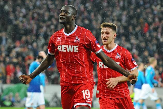 GER, Europa League, 1. FC Koeln vs Arsenal London 23.11.2017, Rhein-Energie-Stadion, Koeln, GER, Europa League, 1. FC Koeln vs Arsenal London, im Bild Torjubel zum 1:0 für Köln durch Sehrou Guirassy (Koeln 19)