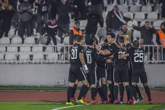 23rd November 2017, Partizan Stadium, Serbia, Belgrade; UEFA Europa League, Partizan versus Young Boys; The players of Partizan celebrate their goal for 1-0  ActionPlus11955138