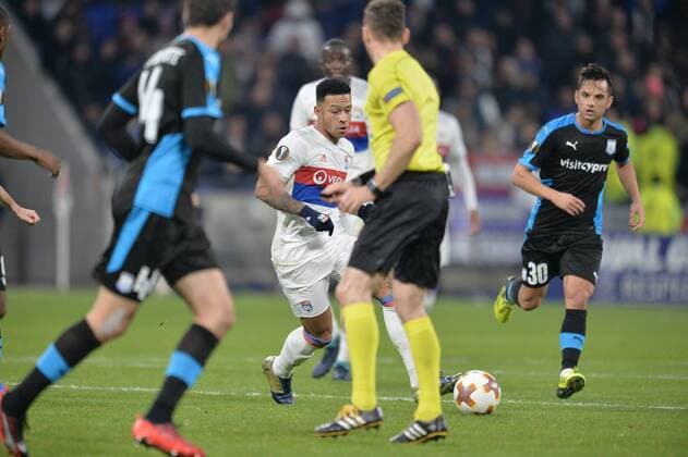 Memphis Depay (lyon) FOOTBALL : Lyon vs Limassol - Ligue Europa - Phase de goupe - 23 11 2017 FredericChambert Panoramic 