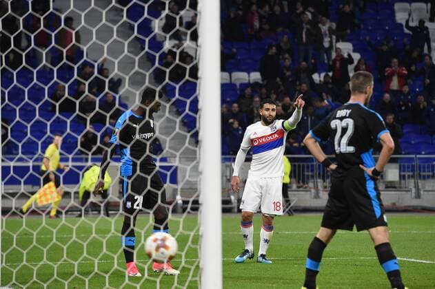 Joie de Nabil Fekir (lyon) FOOTBALL : Lyon vs Limassol - Ligue Europa - Phase de goupe - 23 11 2017 FredericChambert Panoramic 