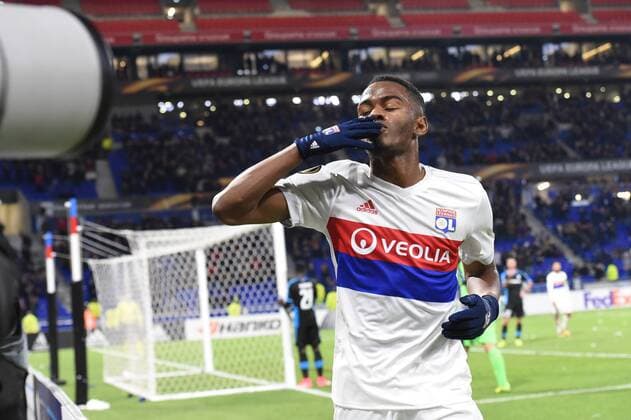 Joie de Myziane Maolida (lyon) FOOTBALL : Lyon vs Limassol - Ligue Europa - Phase de goupe - 23 11 2017 FredericChambert Panoramic 