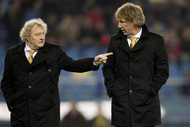 seizoen 2008 2009 , arnhem , eredivisie , 30-11-2008 , vitesse - feyenoord , wim jansen en gert jan verbeek vitesse - feyenoord
