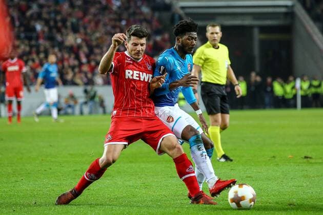 vl. Milos Jojic (FC Koeln 8), Ainsley Maitland-Niles (London), 1. FC Koeln - FC Arsenal London Koeln Copyright: xEIBNER BenjaminxHornx EP_BHN