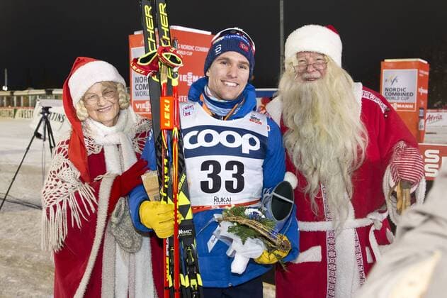Didrik Tönseth, NOR and santa during Cross Country Men 15km FIS World Cup Ruka Nordic 25. November 2017 in Ruka, Kuusamo, Finland.  Copyright: xTomixHänninenx NP24_00027871