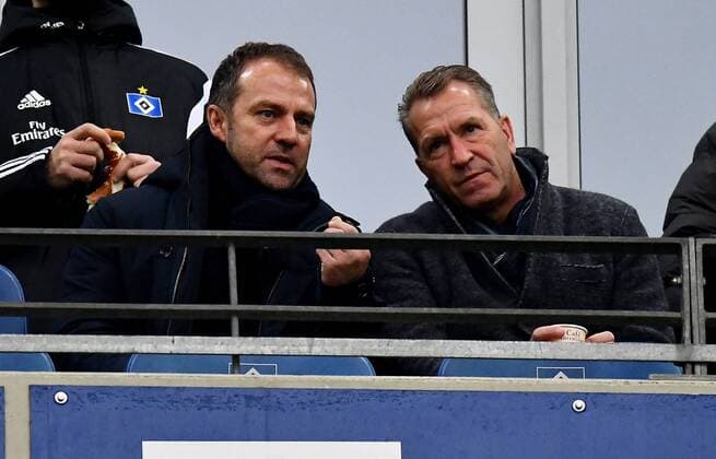 26.11.2017, xfux, Fussball 1.Bundesliga, Hamburger SV - TSG 1899 Hoffenheim, emspor, v.l. Hans-Dieter ãHansiÒ Flick (Geschaefstfuehrer 1899 Hoffenheim), Torwart Trainer Andreas Koepke (Deutsche Fussball Nationalmannschaft DFB) Hamburg