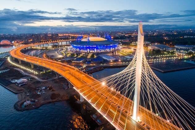 ST PETERSBURG, RUSSIA. Views of the Â«Saint Petersburg StadiumÂ» The Krestovsky Stadium is also called Zenit Arena Football, Stok  Copyright: xEugenexAsmolovx