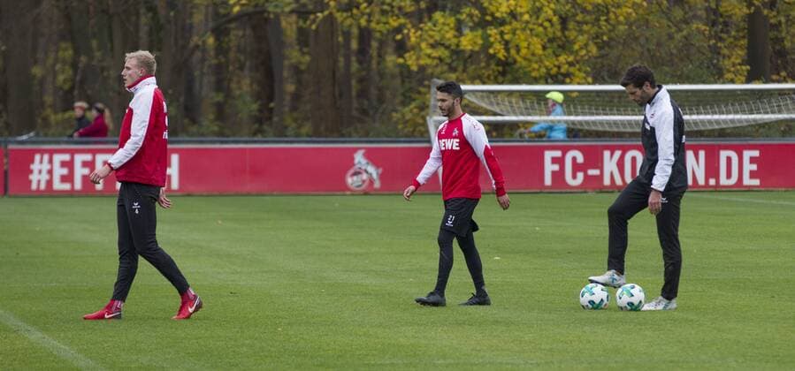 Training 1. FC Köln 1. Fussball Bundesliga Saison 2017 2018 Geißbockheim Koeln Deutschland Datum: 26.11.2017 Links: Frederik Sörensen (1. FC Köln) Mitte: Leonardo Bittencourt (1. FC Köln) Rechts: Yann Benjamin Kugel (1. FC Köln)