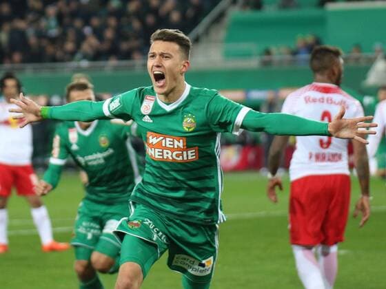 Wien, Oesterreich, 26.11.2017, Fussball, Tipico Fussball Bundesliga - SK Rapid Wien vs RB Salzburg. Bild zeigt Torjubel Dejan Ljubicic (SCR). 26 11 17, Vienna, Austria, Sport, Soccer, Tipico Fussball Bundesliga - SK Rapid Wien vs RB Salzburg. Image shows the rejoicing of Dejan Ljubicic (SCR). 171126_SEPA_13_010.jpg