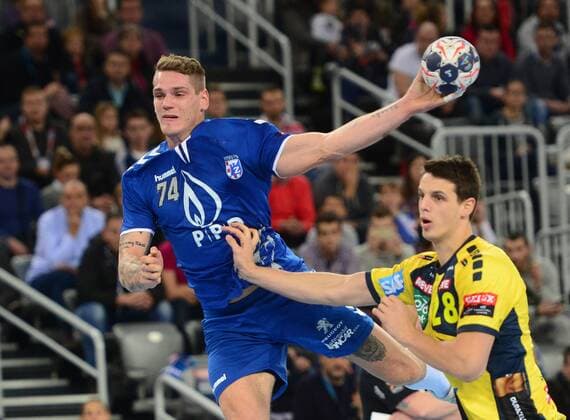 PXL_VELUX EHF Champions League, HC PPD Zagreb vs Rhein Neckar Lowen 29.11.2017., Arena Zagreb, Zagreb, Croatia - VELUX EHF Champions League, Group A, Round 10, HC PPD Zagreb vs Rhein Neckar Lowen. Mario Vuglac, Filip Taleski.  MarkoxPrpic PIXSELL