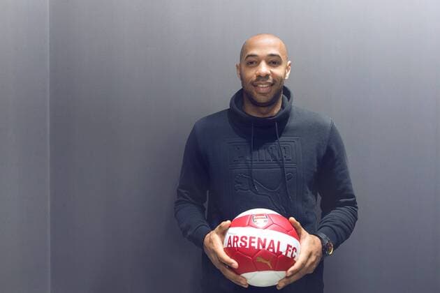 Legendary French football player Thierry Henry poses for photos during an exclusive interview in Shanghai, China, 24 November 2017. Thierry Henry flashes gracious smile at interview in Shanghai  pbu718215_04
