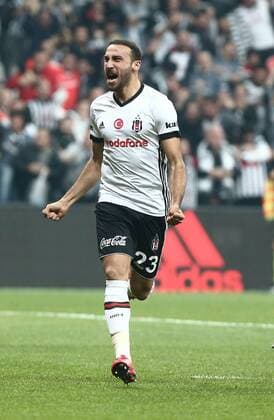 Cenk Tosun of Besiktas during the Turkish Superlig match between Besiktas and Galatasaray at Vodafone Park in Istanbul , Turkey on December 02 , 2017. Final Scores : Besiktas 3 - Galatasaray 0 