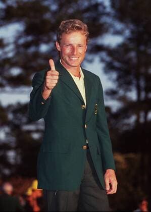 Bernhard Langer Golf beim Masters 1993 in Augusta USA am 11.04.1993.Sieg beim Masters 1993.Im Green Jacket. , Augusta Georgia U S A