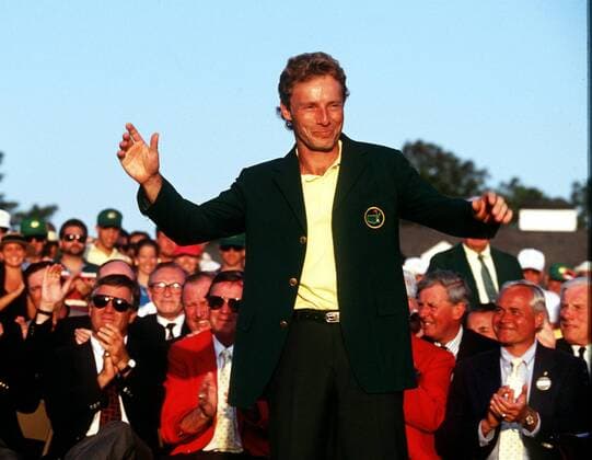 Bernhard Langer Golf beim Masters 1993 in Augusta USA am 11.04.1993.Sieg beim Masters.Green Jacket. , Augusta USA