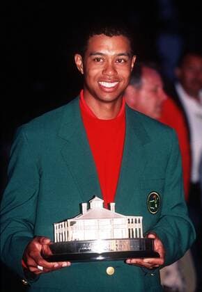 Tiger Woods Golf beim Masters 1997 in Augusta USA am 10.04.1997.Sieg beim Masters.Green Jacket. , Augusta USA