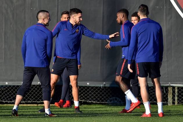 Radja Nainggolan, Kevin Strootman, Gerson Roma 04-12-2017 Centro Sportivo Trigoria AS Roma Champions League training 2017 2018 Foto Andrea Staccioli Insidefoto andreaxstaccioli