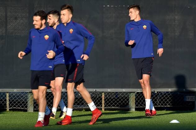 Patrik Schick (R) Roma 04-12-2017 Centro Sportivo Trigoria AS Roma Champions League training 2017 2018 Foto Andrea Staccioli Insidefoto andreaxstaccioli