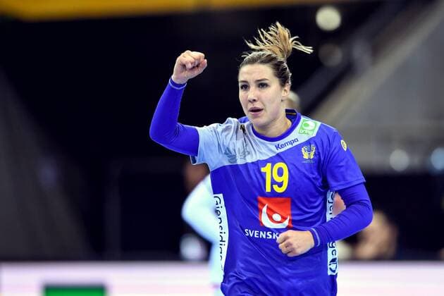Handball, WM Damen, Schweden - Tschechien 171205 Sveriges Anna Lagerquist jublar under matchen mellan Sverige och Tjeckien under handbolls-VM den 5 december 2017 i Bietigheim Bissingen. Copyright: CARLxSANDIN BB171205CS014