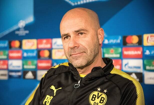05.12.2017, xfux, Fussball Champions League, Borussia Dortmund Pressekonferenz vor dem Champions League gegen Real Madrid, emspor, v.l. Trainer Peter Bosz (Borussia Dortmund) Madrid