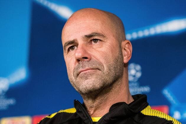 05.12.2017, xfux, Fussball Champions League, Borussia Dortmund Pressekonferenz vor dem Champions League gegen Real Madrid, emspor, v.l. Trainer Peter Bosz (Borussia Dortmund) Madrid